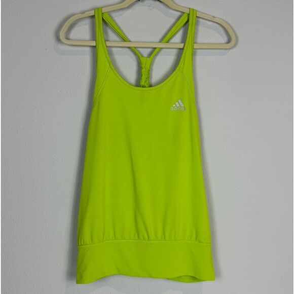 Adidas Neon Green Loose Racerback Tank Top L - Picture 1 of 8